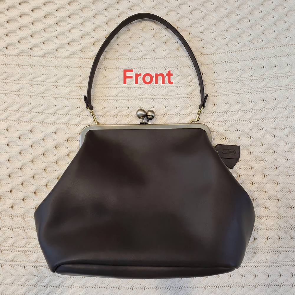 Real Leather Large Giant Brown Kisslock Bag Purse